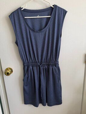 Lou & Grey Blue Cinch Waist Soft Lounge Pocket Dress S